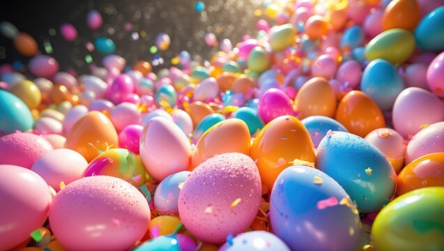 Colorful plastic easter eggs for the hunt.
