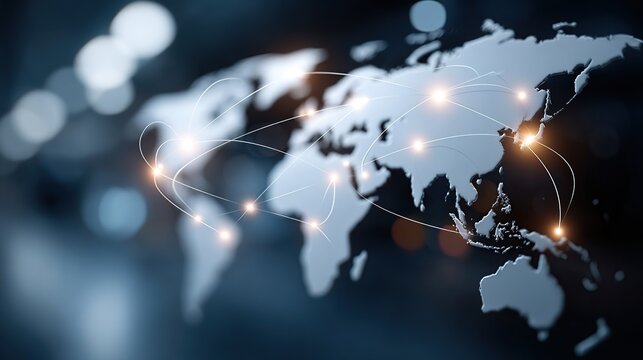 Global Network Connectivity: A Visual Representation of Worldwide Interconnection and Data Flow, Showcasing Seamless Communication Across Continents.