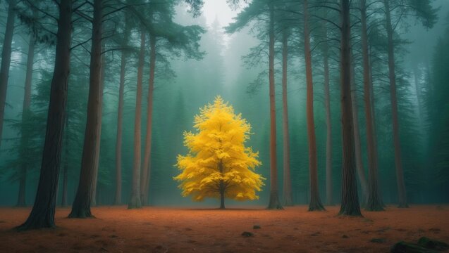 Vibrant autumn forest with colorful foliage