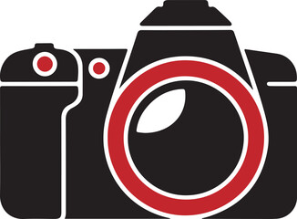 camera device vector, silhouette of a single dslr camera, digital camera icon
