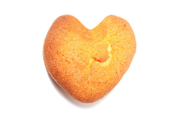 Cookie in a heart shape isolated on white background