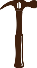claw hammer tool vector, single hammer silhouette, construction hammer icon