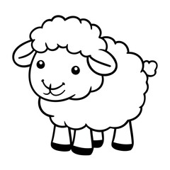 Cute Fluffy Cartoon Sheep Standing