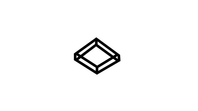 Minimal Rotating 3D Wireframe Geometric Shape on White Background