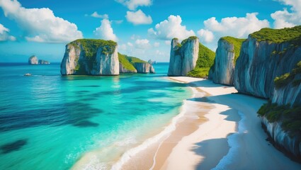 Stunning tropical beach at Diamond Beach located in Southwest Nusa Penida, Bali, Indonesia.