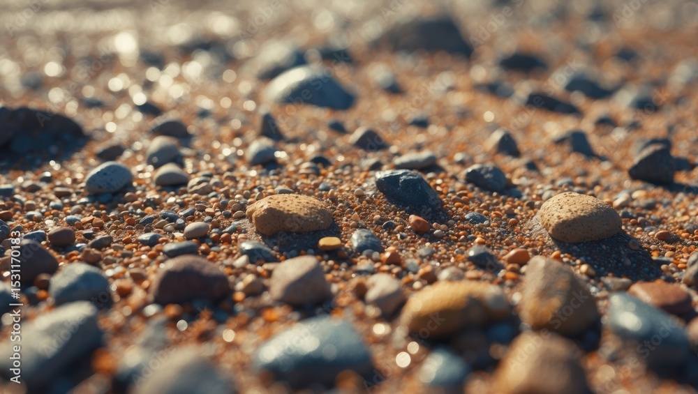 Poster coarse wet sand on the beach. natural background image with selective focus.