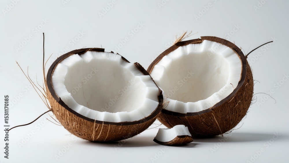 Aufkleber Coconut pieces isolated on a background with full depth of field.