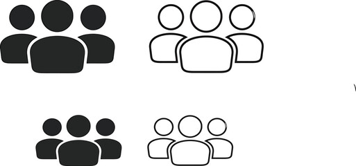 User and Group Icons Set – Flat Person Silhouette and People Symbol – Minimalist Vector Design