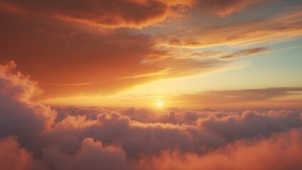 Large sun and Mist during sunrise, Morning, White balance with orange tint on sunrise