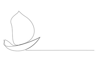 Marine Time concept continuous line drawing, Minimalist Line Art Sailboat on the Sea
