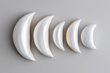 Minimalist Moon Phase Symbols in Pale Lilac and Stone
