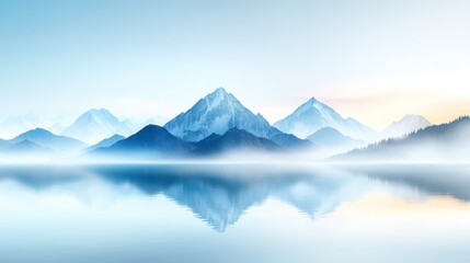 Minimalist Mountain Lake Sunrise With Soft Glow