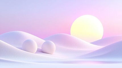 Minimalist Tundra Landscape with Glowing Pastel Sky at Dawn