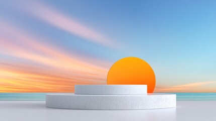 Minimalist Terrazzo Podium at Sunset Ocean Beach