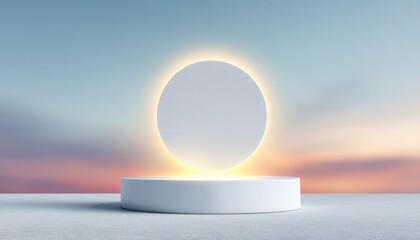 Minimalist White Platform with Central Circular Light