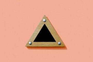 Minimalist Wooden Triangle on Muted Orange Background