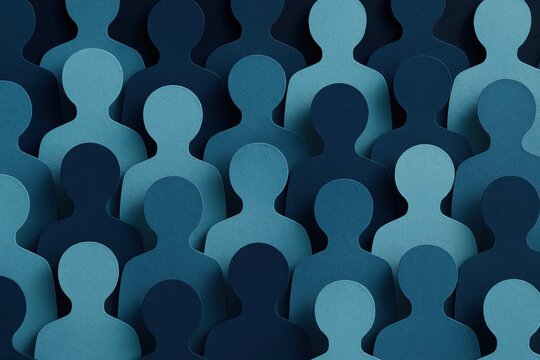 A network overlapping human silhouettes illustrates community strength and collective effort within a unified business environment