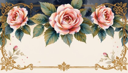 Exquisite rose and leaf floral background, a stunning display of nature's beauty