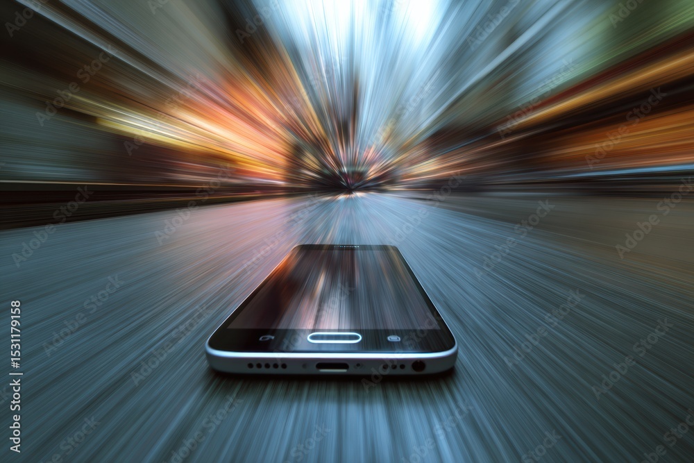 Poster Smartphone App Encounters Crash Error With Blurred Motion Effect, Emphasizing Frustration in Tech Use