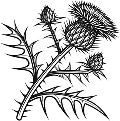 Seamless black and white floral pattern with decorative vintage leaves and branches on a nature-inspired background