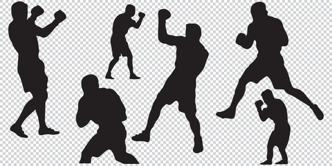 Vector of boxers stand with pose vector silhouette EPS 10