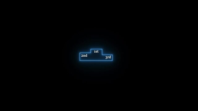 line winner podium with 1st, 2nd, and 3rd place icon animation with magenta color on a black background pedestal appearance