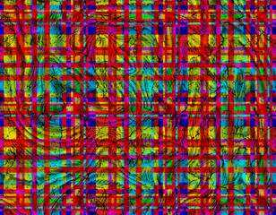 Vibrant Colorful Plaid Pattern with Cracks
