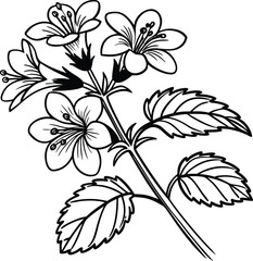Black and white seamless floral pattern with vintage lily flower illustration