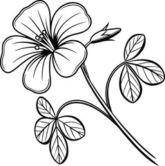 Abstract black and white floral illustration featuring a nature-inspired flower pattern with delicate petals and leaves