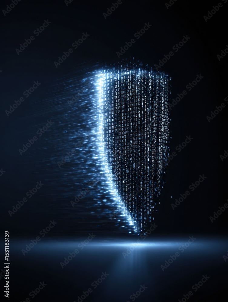 Poster Shield Composed of Glowing Binary Code Positioned Over a Login Field With Space on the Left Side for Additional Elements