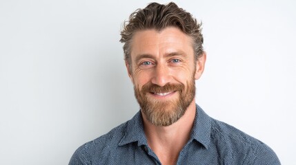Happy mature man portrait. Perfect for websites, marketing, and social media. Studio shot.