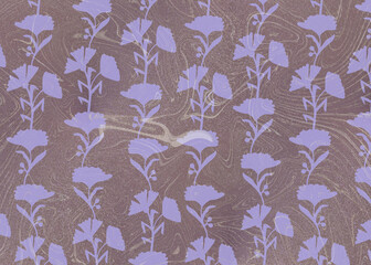 Lavender Floral Pattern on Marble Background
