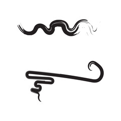 Abstract Black Ink Curved Strokes with Fluid Motion