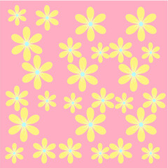 Yellow flowers in pink background for summer, wallpapers, decoration, ornament, and etc. Vector in eps.