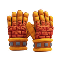 3D Render  Game Gloves with Orange, Red, and Fantasy.
