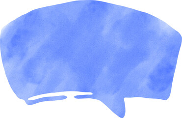 Blue watercolor speech bubble illustration. designed for comic use, graphic overlays, and cute message templates, ideal for expressing text in children's books, posters, or fun digital media.