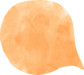 Orange watercolor speech bubble illustration. designed for comic use, graphic overlays, and cute message templates, ideal for expressing text in children's books, posters, or fun digital media.