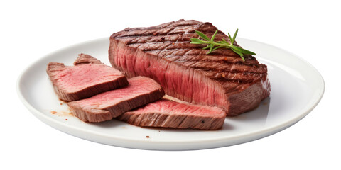 PNG Steak beef medium rare plate meat food.