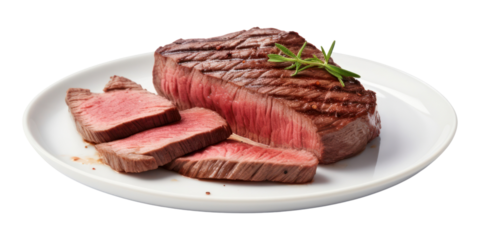 PNG Steak beef medium rare plate meat food.