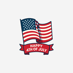 Happy fourth of July Independence Day of United States background design vector illustration with stars and stripes flag