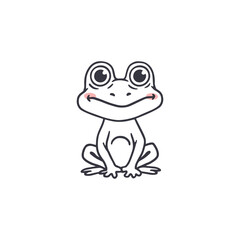 cute cartoon frog in doodle style on a white background. Vector illustration