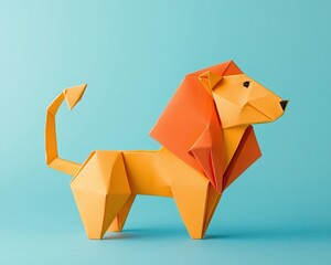 Origami chimera monster blending lion, snake, and goat elements into a seamless folded form