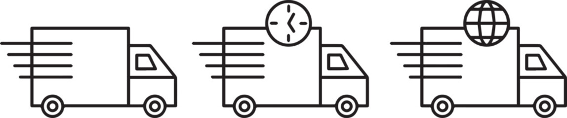 Fototapeta premium transportation, icon truck, delivery, logistics, speed, shipping, cargo, courier, efficiency, express, time, priority, movement, parcel, service