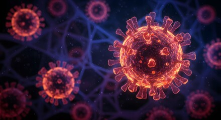 Coronavirus under Microscope: A detailed microscopic view of a coronavirus, highlighting its intricate structure and potential danger.