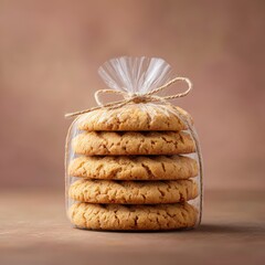 Delicious Homemade Cookies in Clear Bag with Elegant String Tie