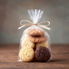 Assorted Homemade Cookies in a Clear Bag with Ribbon Tie