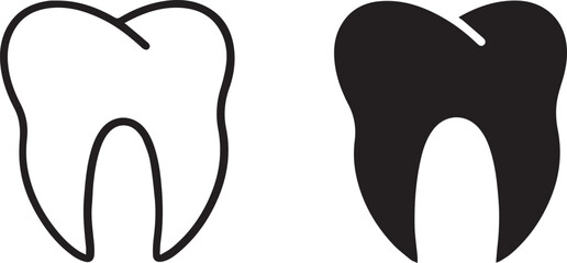 dental icon tooth,  medical symbol, stomatology, dentistry, black and white, minimalist, vector illustration