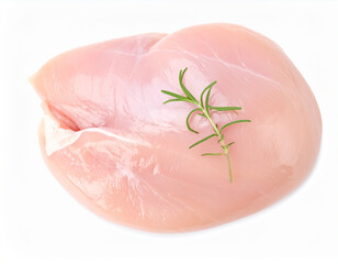 Raw chicken breast or chicken fillet top view isolated on white background