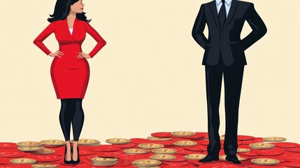 Business Professionals on a Pile of Coins.  Possible use Stock photo for business articles, financial articles or presentations