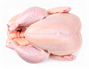 Raw chicken breast or chicken fillet top view isolated on white background